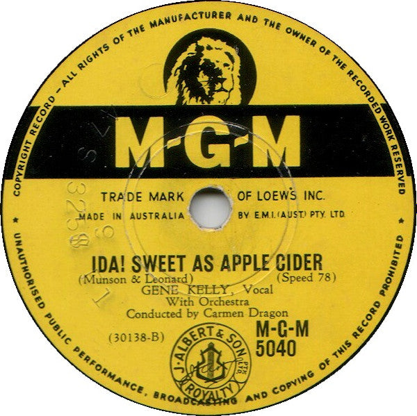 Gene Kelly : The Daughter Of Rosie O'Grady / Ida! Sweet As Apple Cider (Shellac, 10")