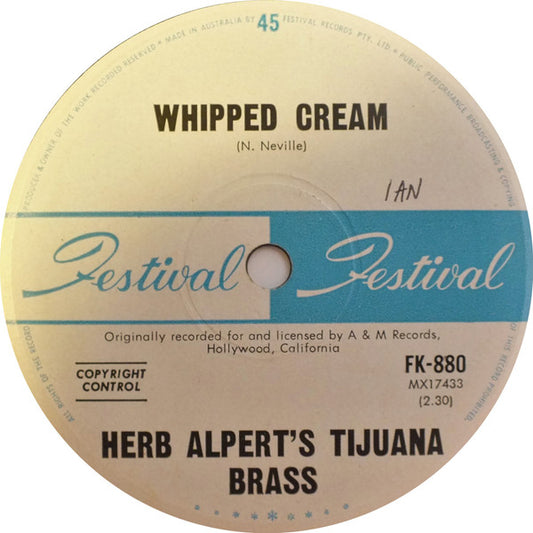 Herb Alpert's Tijuana Brass* : Whipped Cream (7", Single)