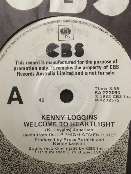 Kenny Loggins : Welcome To Heartlight (7", Single, Promo)