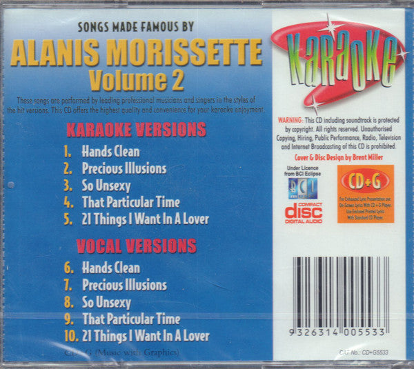Unknown Artist : Karaoke Songs Made Famous By Alanis Morissette Volume 2 (CD, Album)