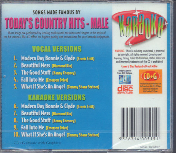 Unknown Artist : Karaoke Songs Made Famous By Today's Country Hits - Male (CD, Album)