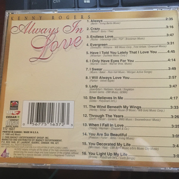 Kenny Rogers : Always In Love  (CD, Album, Comp)