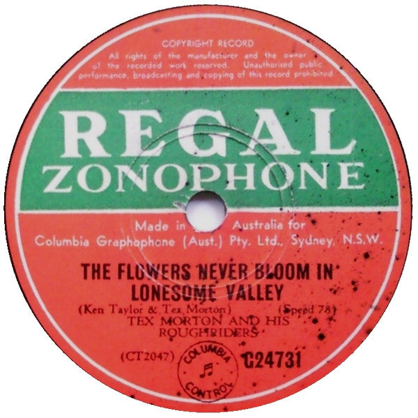 Tex Morton And His Roughriders* / Tex Morton (2) & Sister Dorrie With Tex Morton's Roughriders* : The Story Of Parson Joe / The Flowers Never Bloom In Lonesome Valley (Shellac, 10")