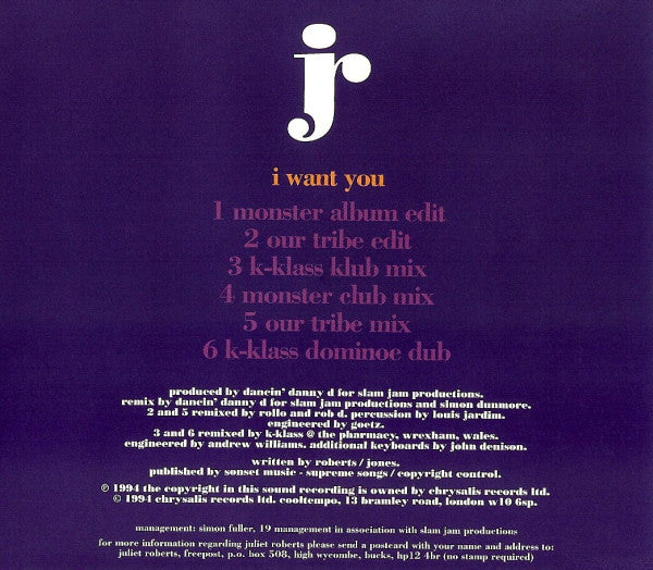 Juliet Roberts : I Want You (CD, Single)
