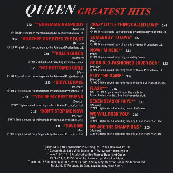 Queen : Greatest Hits (CD, Comp, RE, RM)