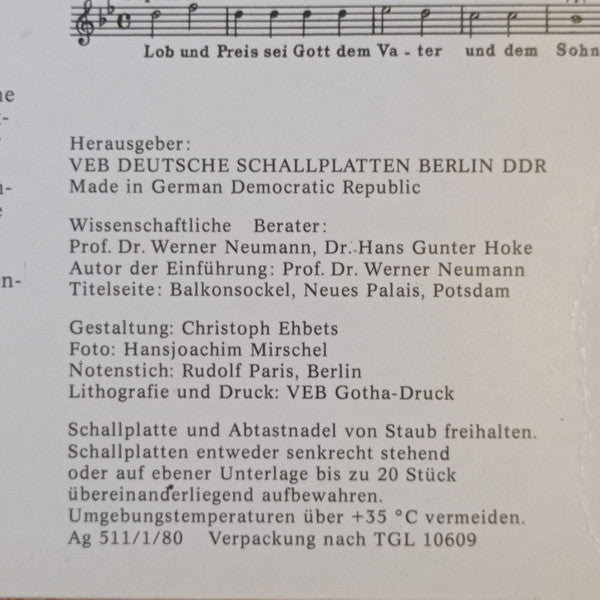 Johann Sebastian Bach, Mitsuko Shirai, Doris Soffel, Peter Schreier, Hermann Christian Polster, Thomanerchor, Neues Bachisches Collegium Musicum Leipzig, Hans-Joachim Rotzsch : Magnificat D-dur BWV 243 / Kantate »Meine Seel Erhebt Den Herren« BWV 10 (LP, Blu)