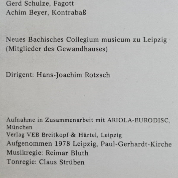 Johann Sebastian Bach, Mitsuko Shirai, Doris Soffel, Peter Schreier, Hermann Christian Polster, Thomanerchor, Neues Bachisches Collegium Musicum Leipzig, Hans-Joachim Rotzsch : Magnificat D-dur BWV 243 / Kantate »Meine Seel Erhebt Den Herren« BWV 10 (LP, Blu)