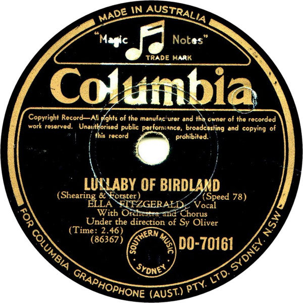 Ella Fitzgerald : Lullaby Of Birdland / Later (Shellac, 10")