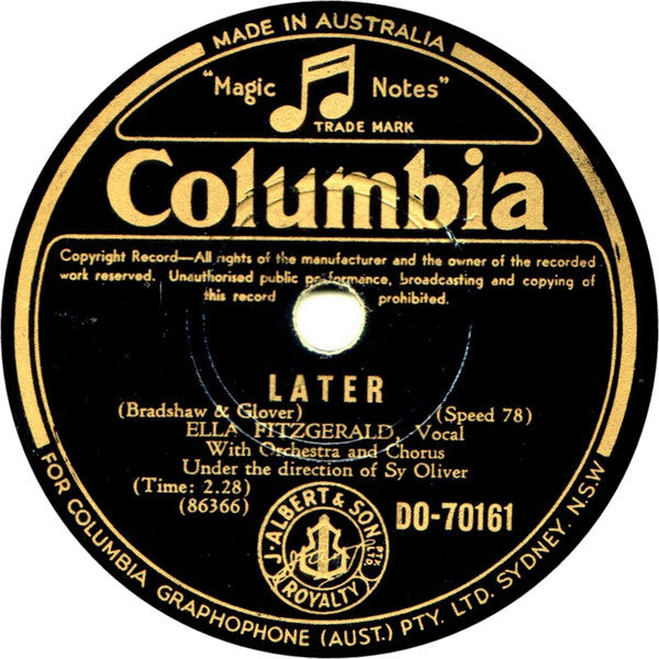 Ella Fitzgerald : Lullaby Of Birdland / Later (Shellac, 10")