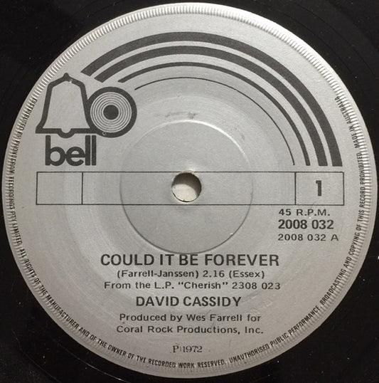 David Cassidy : Could It Be Forever  (7", Single)