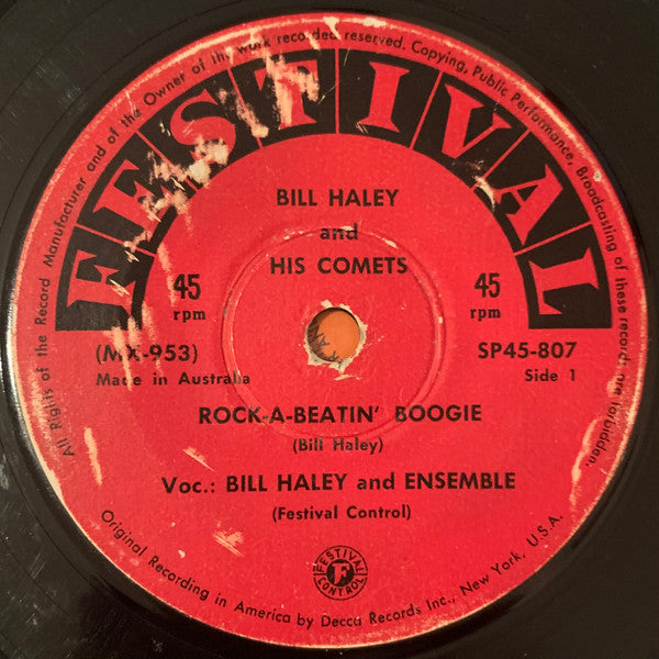 Bill Haley And His Comets : Rock-A-Beatin' Boogie (7", Single, Mono)
