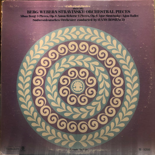 Alban Berg / Anton Webern / Igor Stravinsky, Hans Rosbaud : 3 Pieces For Orchestra, Op. 6 / 6 Pieces For Orchestra, Op. 6 / Agon Ballet (LP, Mono)