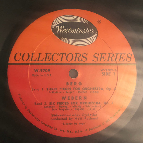 Alban Berg / Anton Webern / Igor Stravinsky, Hans Rosbaud : 3 Pieces For Orchestra, Op. 6 / 6 Pieces For Orchestra, Op. 6 / Agon Ballet (LP, Mono)