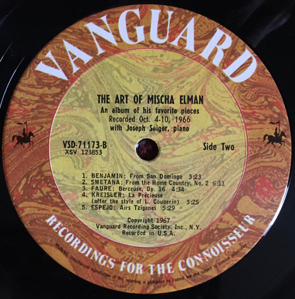 Mischa Elman, Joseph Seiger : The Art Of Mischa Elman (LP, Album, RE)