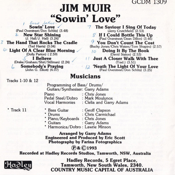 Jim Muir (2) : Sowin' Love (CD, Album)