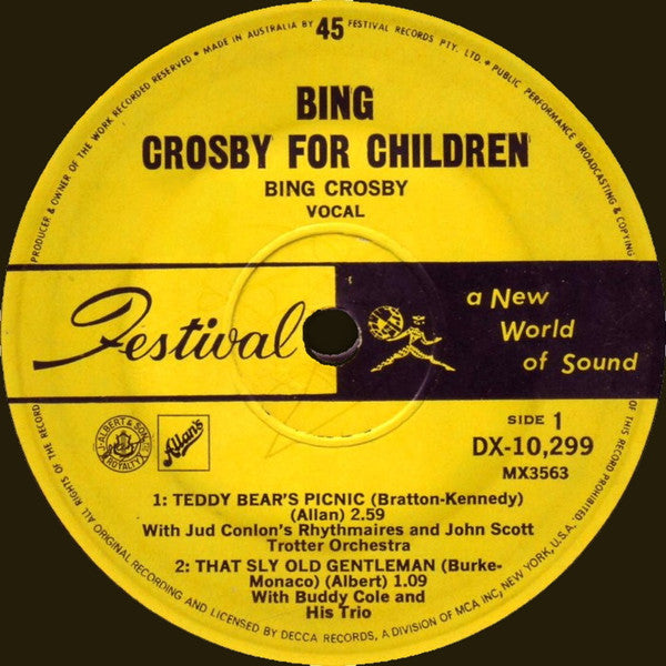 Bing Crosby : Bing Crosby For Children (7", EP, Mono)