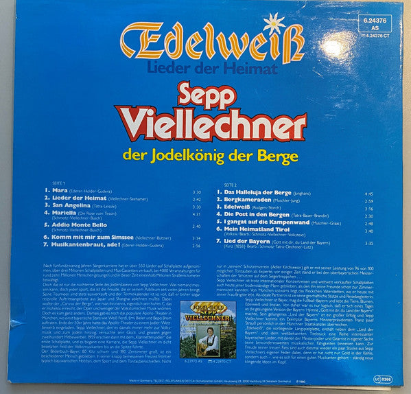 Sepp Viellechner : Edelweiß (Lieder Der Heimat) (LP)