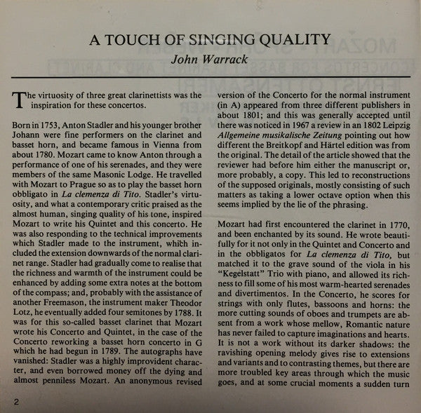 Mozart*, Spohr*, Weber* - Ernst Ottensamer, Wiener Philharmoniker, Sir Colin Davis : Concertos For Basset Clarinet And Clarinet (CD, Album)