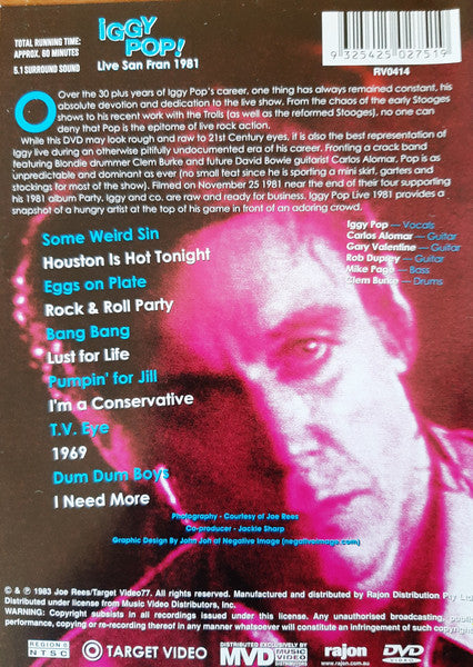 Iggy Pop : Live San Fran 1981 (DVD-V, NTSC)