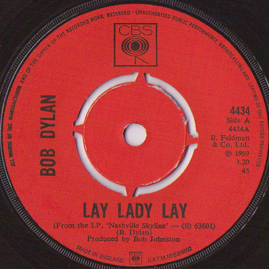 Bob Dylan : Lay Lady Lay (7", Single, Pus)