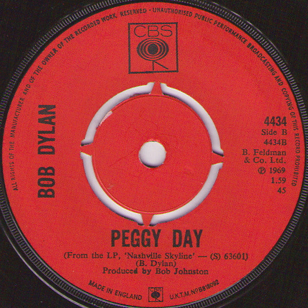 Bob Dylan : Lay Lady Lay (7", Single, Pus)