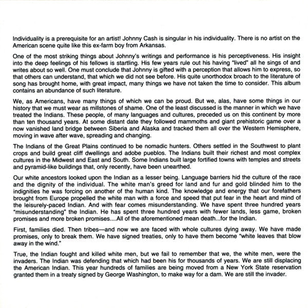 Johnny Cash : Bitter Tears (Ballads Of The American Indian) (CD, Album, RE)