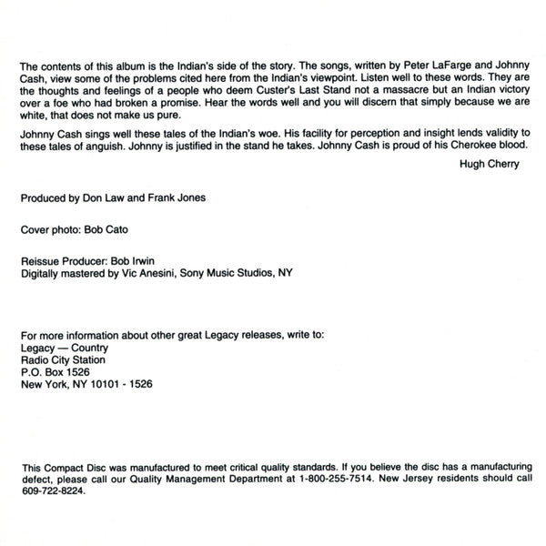 Johnny Cash : Bitter Tears (Ballads Of The American Indian) (CD, Album, RE)
