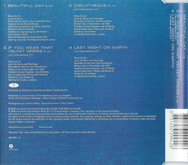 U2 : Beautiful Day (CD, Single)