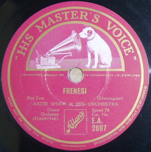 Artie Shaw And His Orchestra : Adios, Mariquita Linda / Frenesi (Shellac, 10", RP)