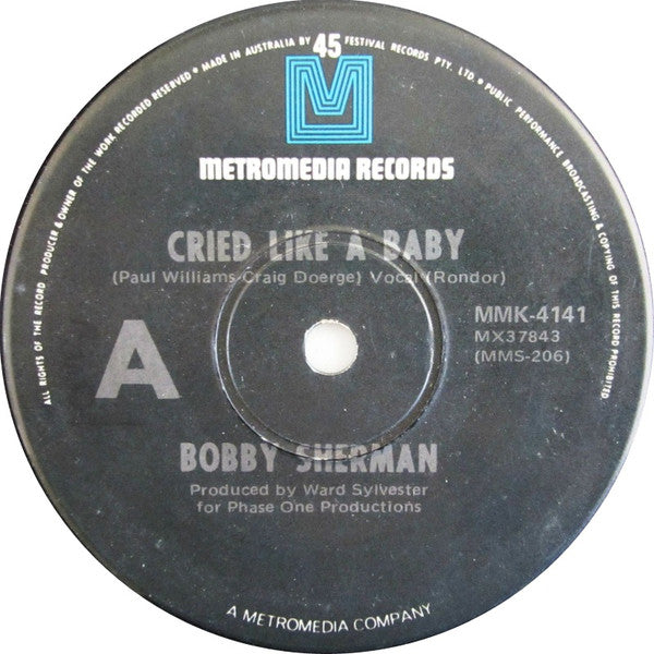 Bobby Sherman : Cried Like A Baby (7", Single)