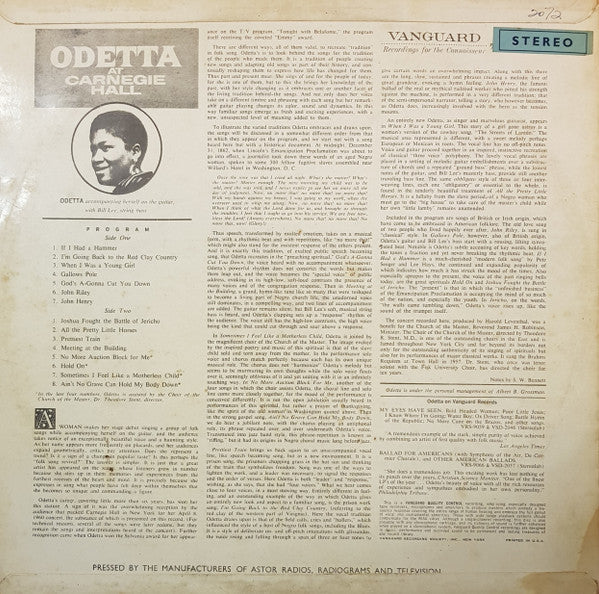Odetta : At Carnegie Hall (LP, Album)