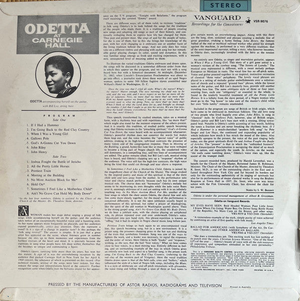 Odetta : At Carnegie Hall (LP, Album)