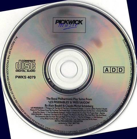The Royal Philharmonic Orchestra* : Miss Saigon And Les Miserables (CD)