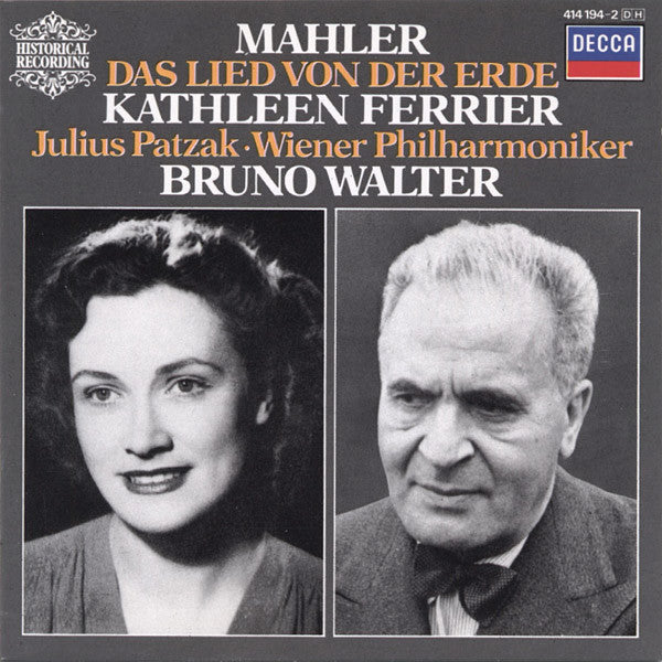 Mahler* – Kathleen Ferrier, Julius Patzak, Wiener Philharmoniker, Bruno Walter : Das Lied Von Der Erde (CD, Mono, RP)
