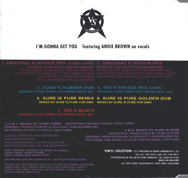 Bizarre Inc Featuring Angie Brown : I'm Gonna Get You (CD, Single)