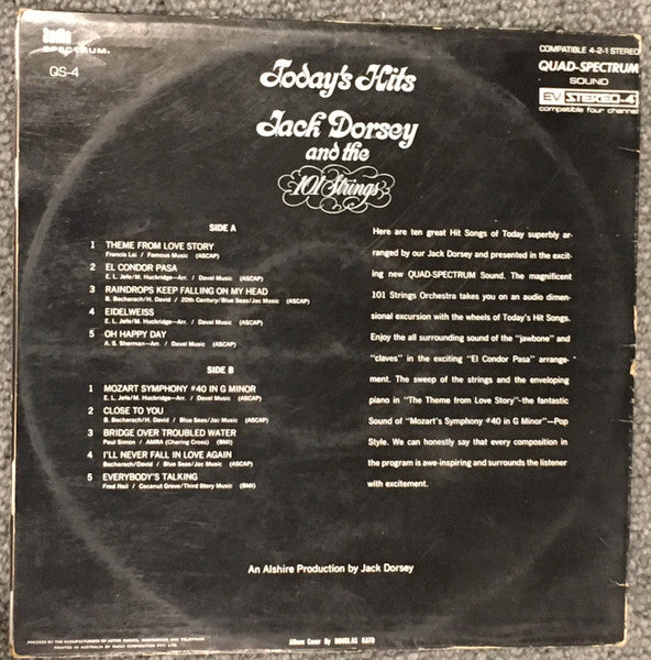 Jack Dorsey And The 101 Strings : Today's Hits (LP, Album, Quad, Gat)