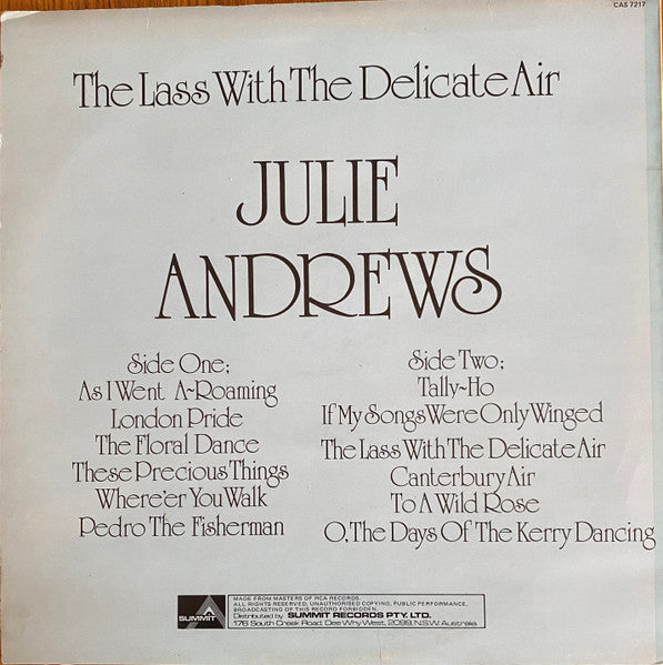 Julie Andrews : The Lass With The Delicate Air (LP, Album, RE)