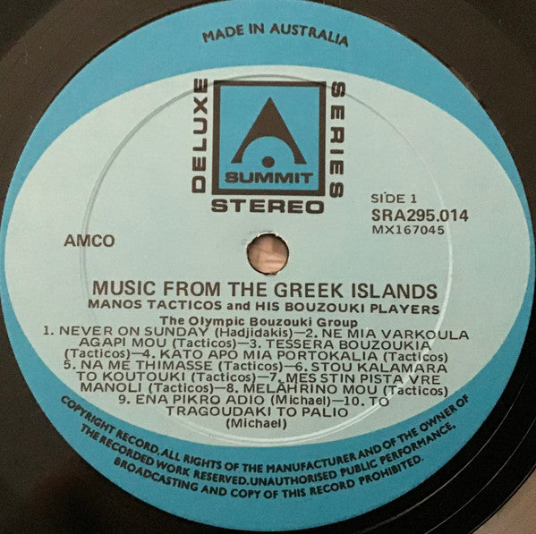 Tacticos And His Bouzoukis, The Olympic Bouzouki Group : Music From The Greek Islands (LP, Album, Gat)