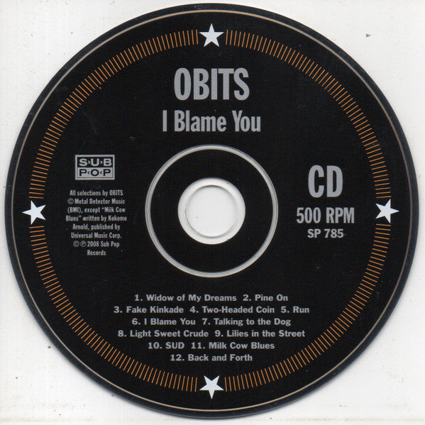 Obits : I Blame You (CD, Album)