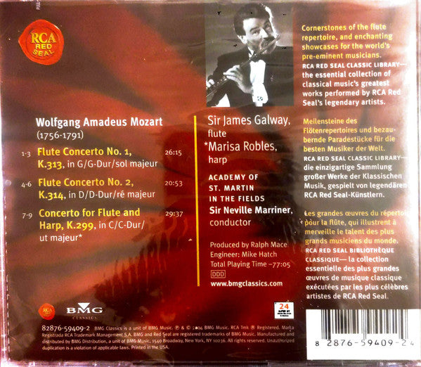Mozart* - James Galway, Marisa Robles, The Academy Of St. Martin-in-the-Fields, Sir Neville Marriner : Flute Concertos / Concerto For Flute & Harp (CD, Album, RE)