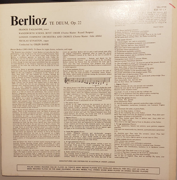 Hector Berlioz : London Symphony Orchestra & London Symphony Chorus, Sir Colin Davis : Te Deum (LP, Album)