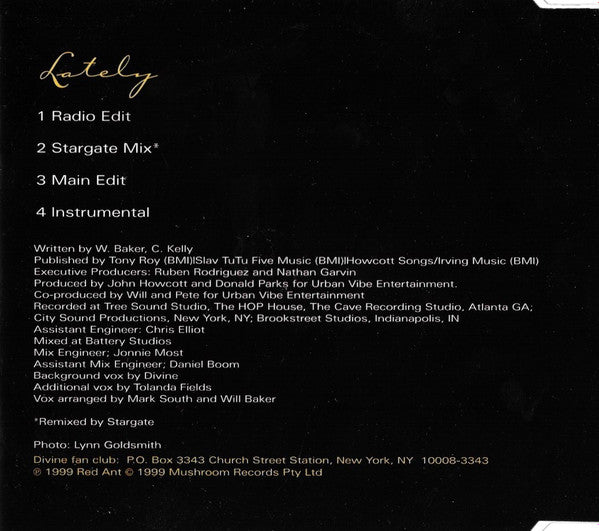 Divine (2) : Lately (CD, Single)