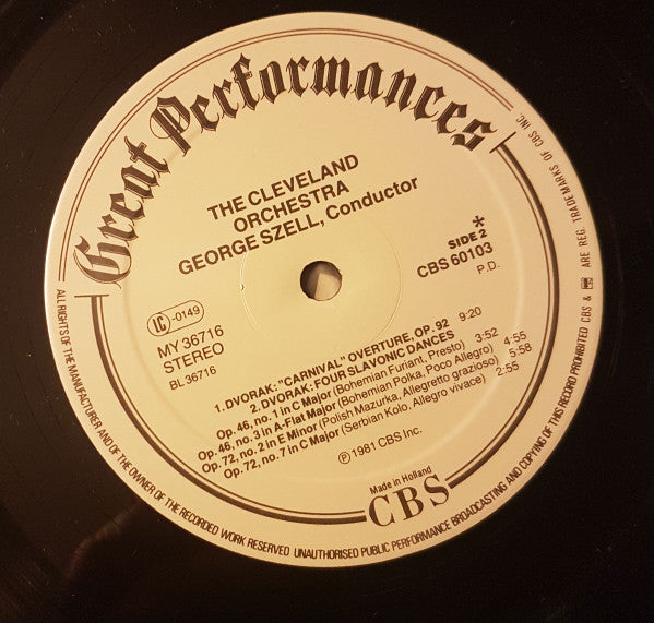 Smetana* / Dvořák* : Szell*, Cleveland Orchestra* : The Moldau, Three Dances From The Bartered Bride / Carnival Overture - Four Slavonic Dances (LP, RE, RM)