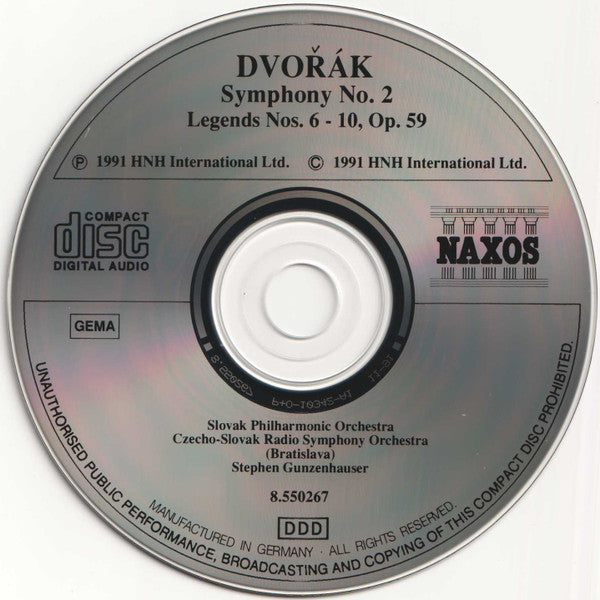 Dvořák*, Slovak Philharmonic Orchestra, Stephen Gunzenhauser : Symphony No. 2 / Legends Op. 59, Nos. 6-10 (CD, Album)
