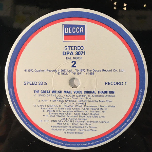 Various : The Great Welsh Male Voice Tradition (2xLP)