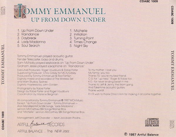 Tommy Emmanuel : Up From Down Under (CD, Album)