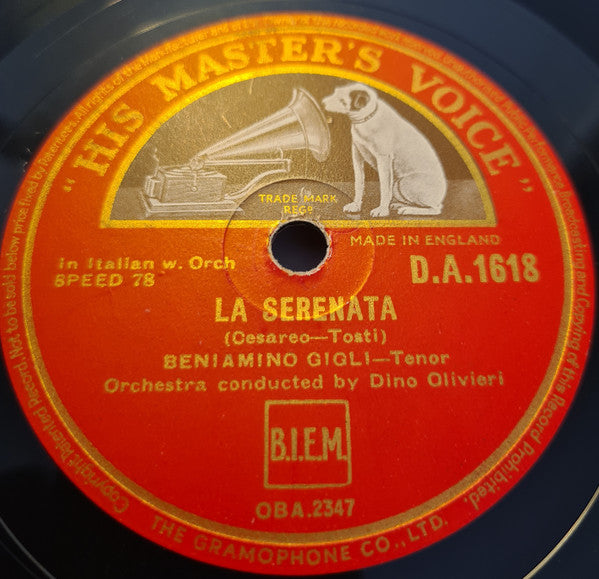 Beniamino Gigli : La Serenata / Mattinata Veneziana (Shellac, 10")
