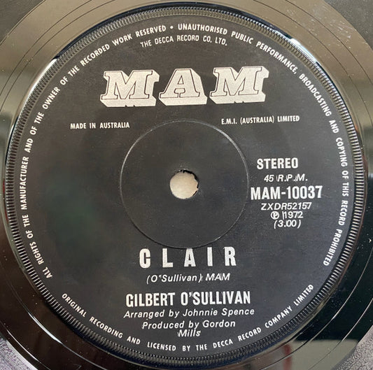 Gilbert O'Sullivan : Clair (7", Single)