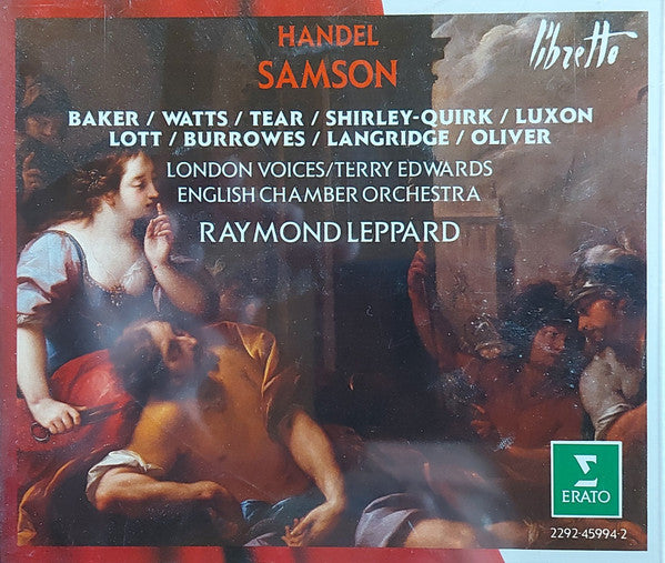 Georg Friedrich Händel - Janet Baker, Helen Watts, Robert Tear, John Shirley-Quirk, Benjamin Luxon, Felicity Lott, Norma Burrowes, Philip Langridge, Alexander Oliver, London Voices / Terry Edwards (2), English Chamber Orchestra, Raymond Leppard : Samson (3xCD, Album, RE)
