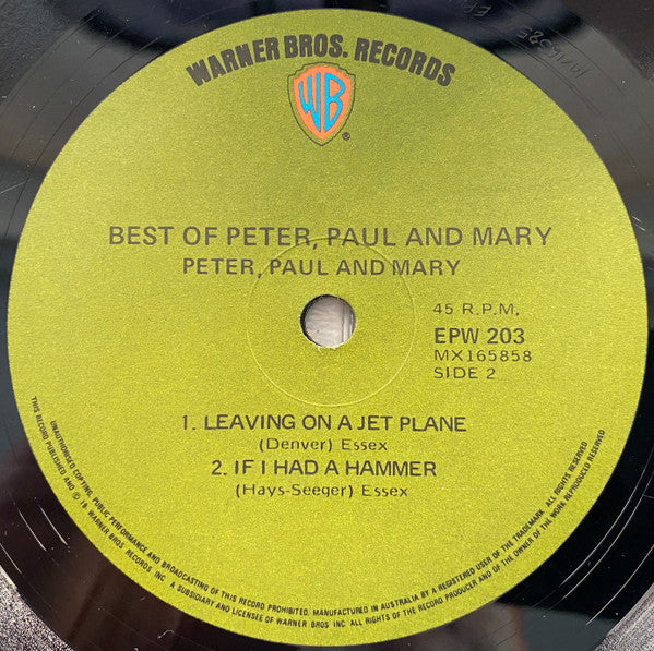Peter, Paul & Mary : Best Of Peter, Paul & Mary (7", EP)